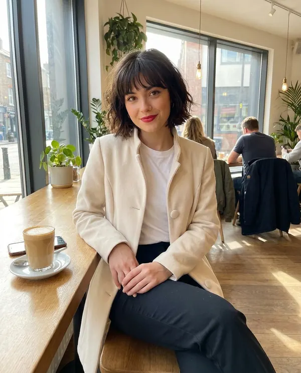 Satin Eve styling: Wool-Look Funnel Neck Coat
