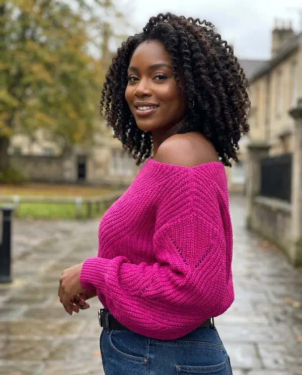 Satin Eve styling: Off-Shoulder Lantern Sleeve Knit Jumper