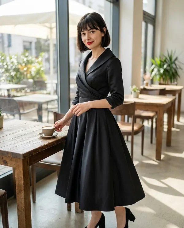 Satin Eve styling: Wrap-Front Full-Skirt Midi Dress
