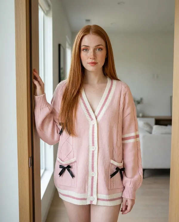 Satin Eve styling: Bow Detail Cable Knit Cardigan