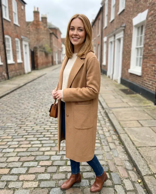 Satin Eve styling: Open-Front Relaxed Wool-Look Coat