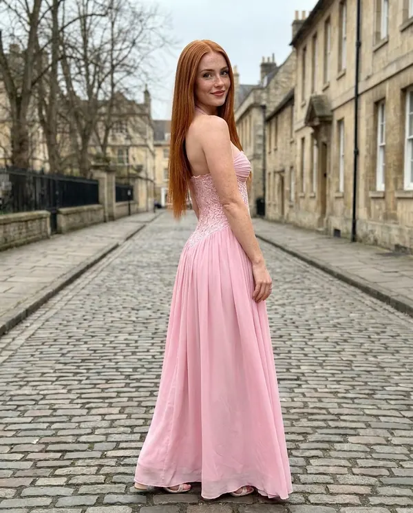 Satin Eve styling: Lace Halter Corset Maxi Dress with Chiffon Skirt