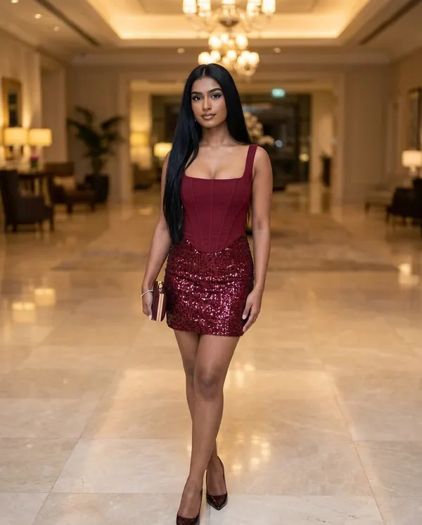 Satin Eve styling: Corset Sequin Mini Dress