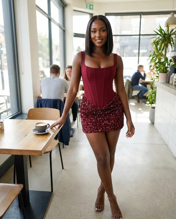Satin Eve styling: Corset Sequin Mini Dress