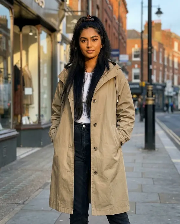 Satin Eve styling: Hooded Trench Coat