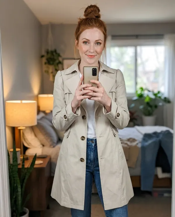Satin Eve styling: Classic Trench Coat with Sleeve Tabs