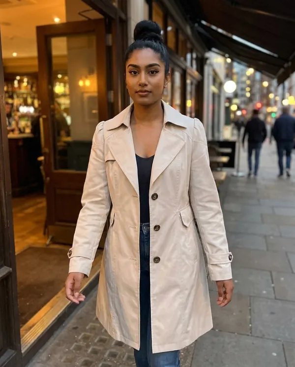 Satin Eve styling: Classic Trench Coat with Sleeve Tabs