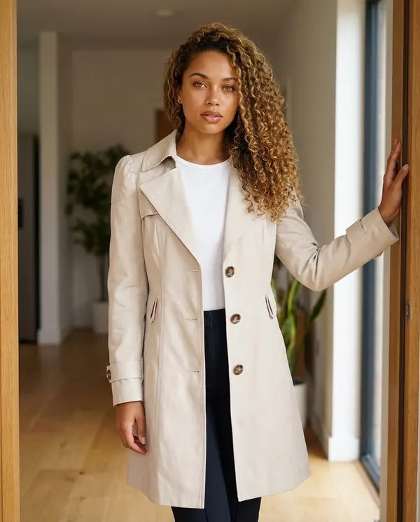 Satin Eve styling: Classic Trench Coat with Sleeve Tabs