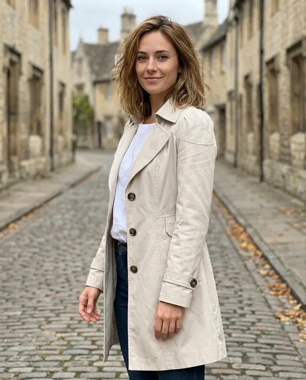 Satin Eve styling: Classic Trench Coat with Sleeve Tabs