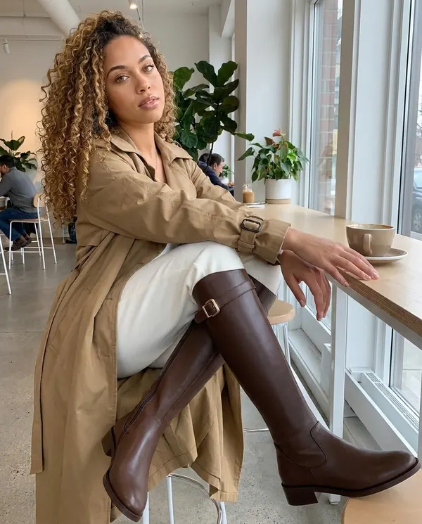 Satin Eve styling: Buckle-Strap Riding Boot