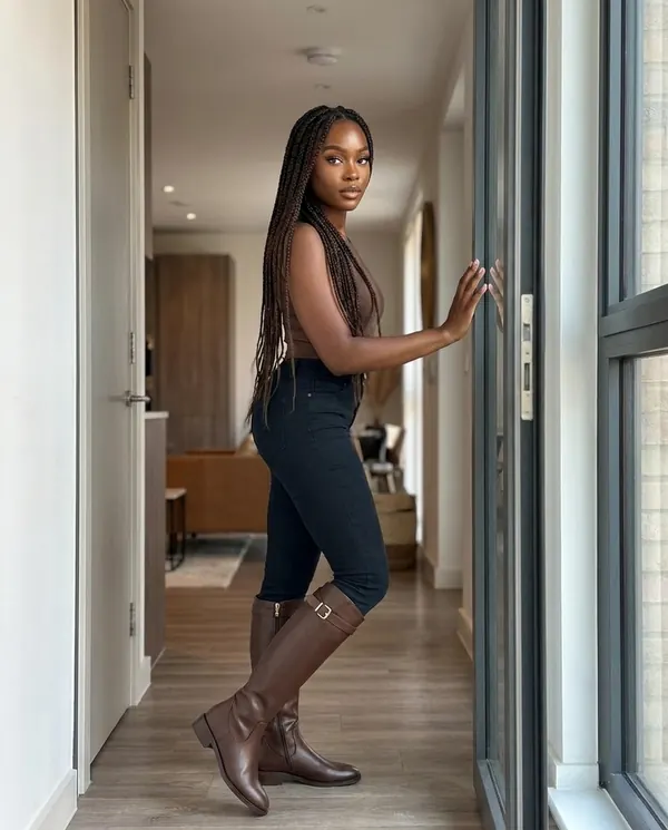 Satin Eve styling: Buckle-Strap Riding Boot