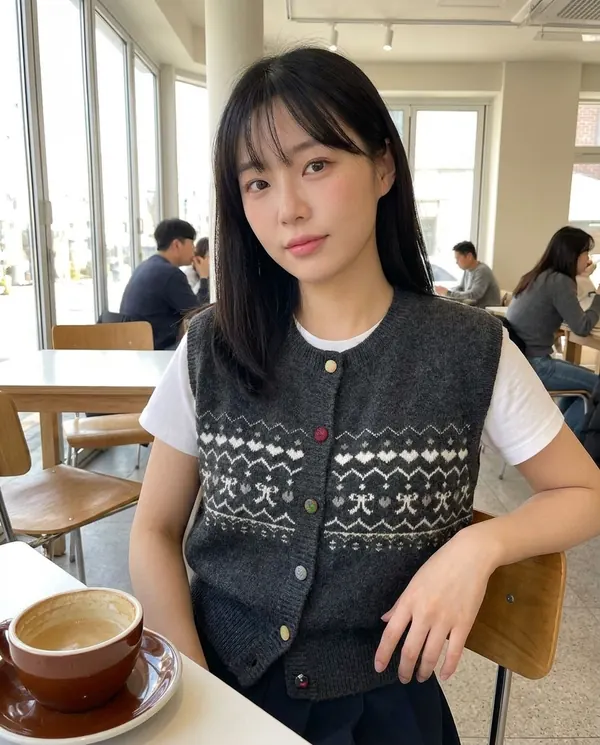 Satin Eve styling: Fair Isle Bow Button Knit Vest