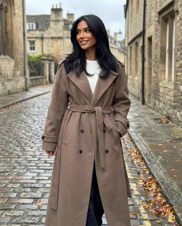 Satin Eve styling: Oversized Belted Trench Coat