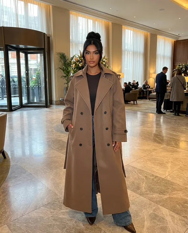 Satin Eve styling: Oversized Belted Trench Coat