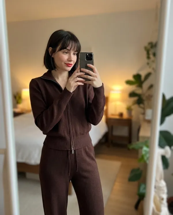 Satin Eve styling: Zip-Up Knit Jacket and Trouser Set