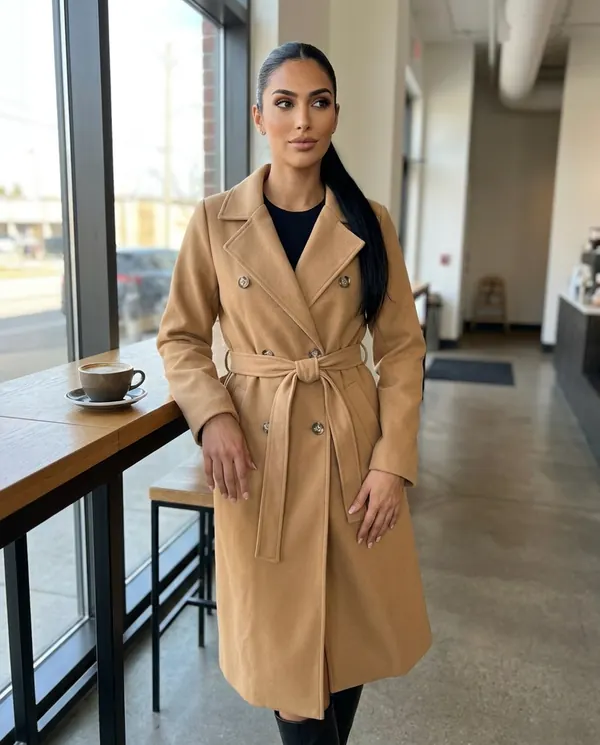 Satin Eve styling: Double-Breasted Wrap Trench Coat