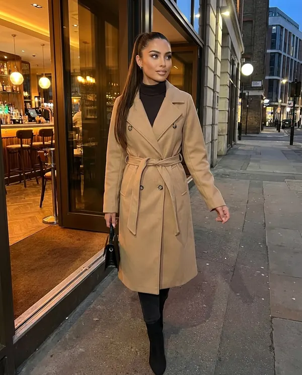 Satin Eve styling: Double-Breasted Wrap Trench Coat