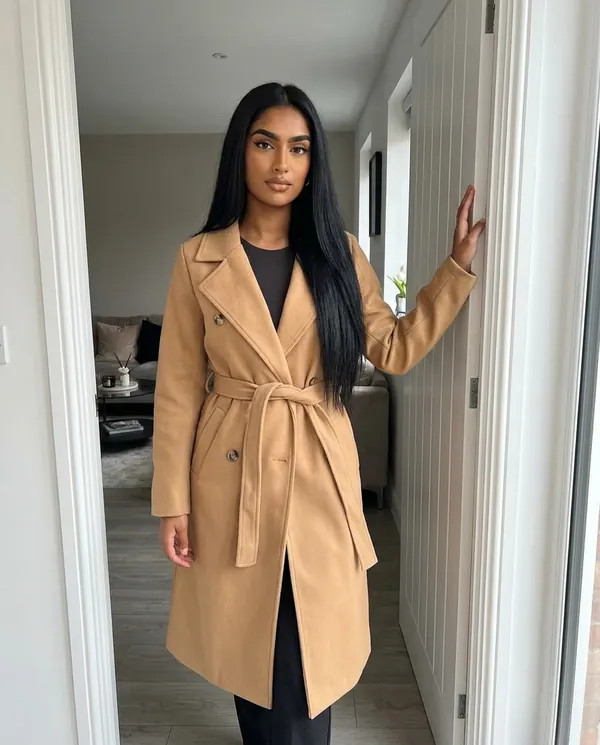 Satin Eve styling: Double-Breasted Wrap Trench Coat