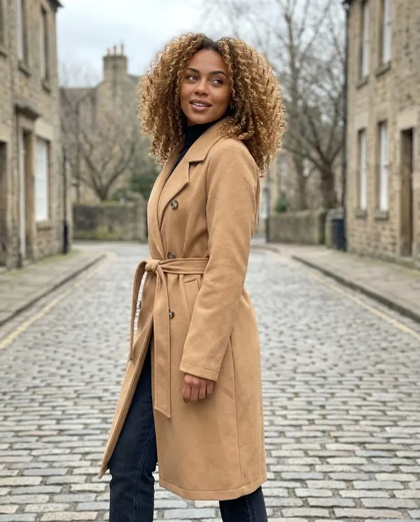 Satin Eve styling: Double-Breasted Wrap Trench Coat