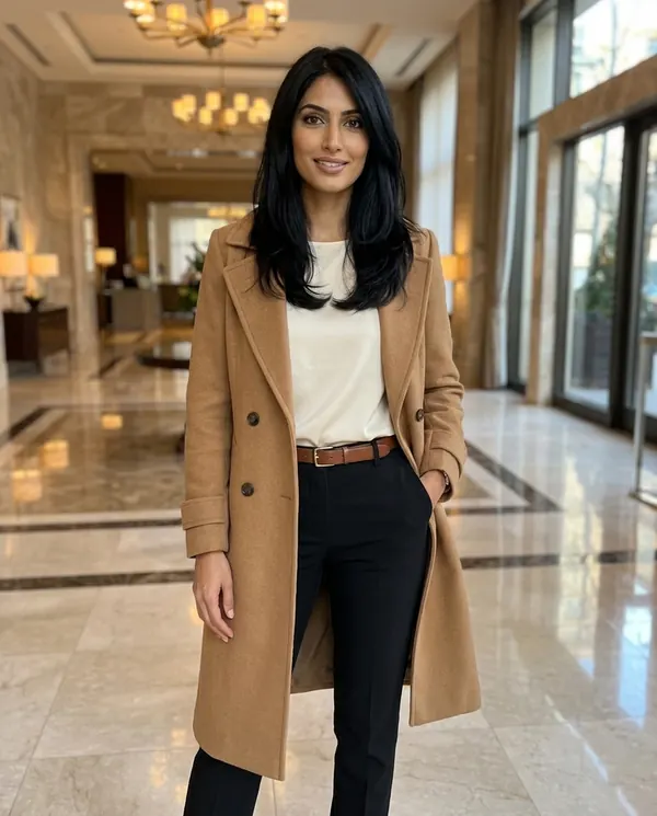 Satin Eve styling: Wool-Look Trench Coat