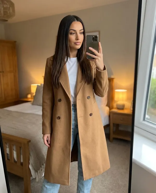 Satin Eve styling: Wool-Look Trench Coat