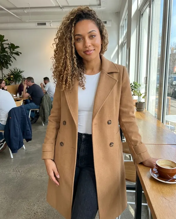 Satin Eve styling: Wool-Look Trench Coat