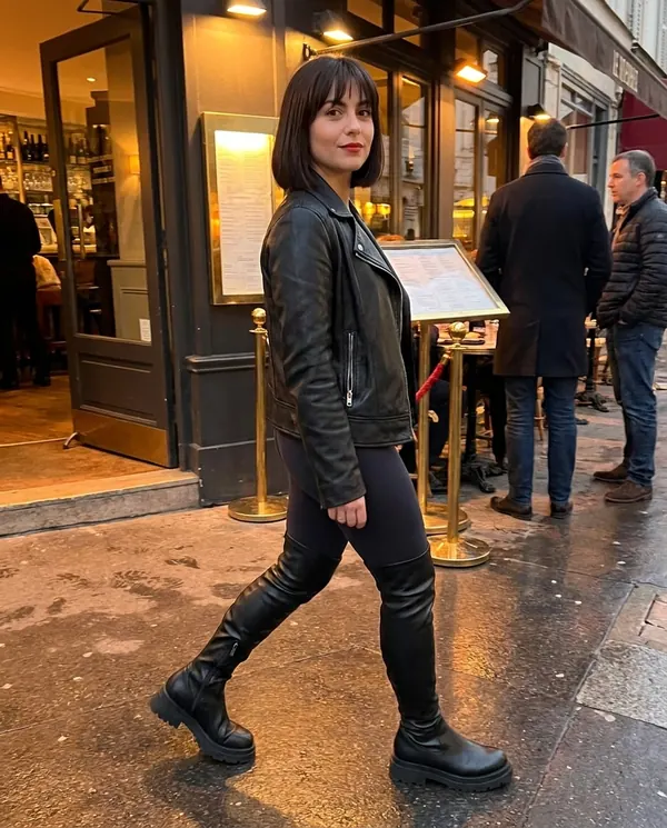 Satin Eve styling: Flat Platform Over-the-Knee Boot