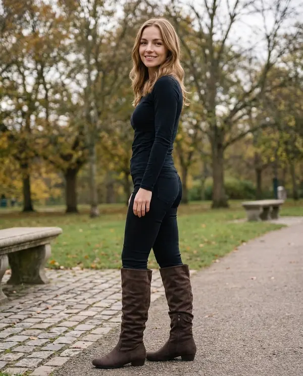 Satin Eve styling: Faux Suede Slouch Boot