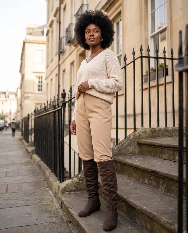Satin Eve styling: Faux Suede Slouch Boot