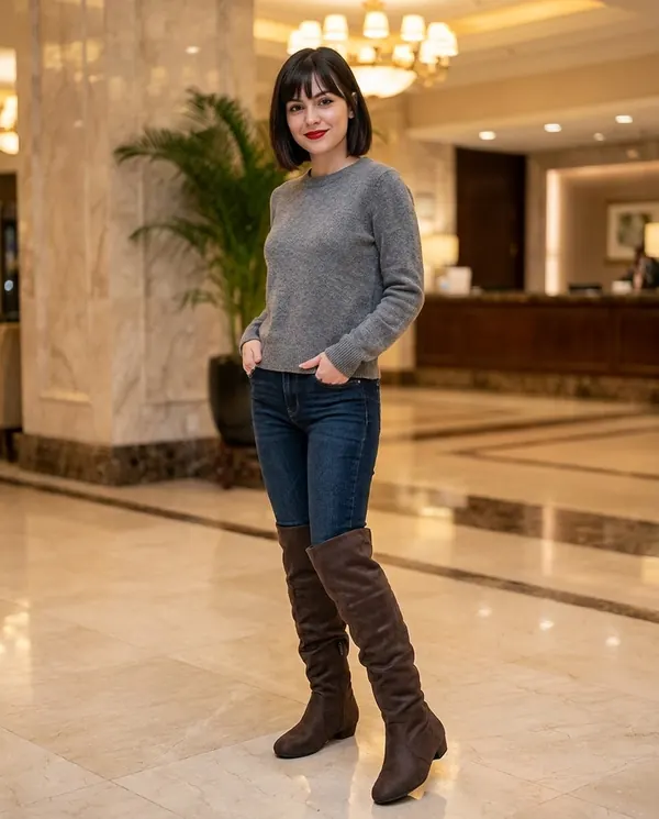 Satin Eve styling: Faux Suede Slouch Boot