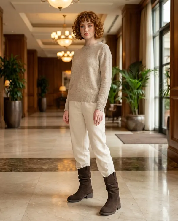 Satin Eve styling: Faux Suede Slouch Western Boot