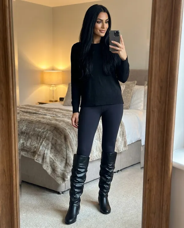 Satin Eve styling: Ruched Slouch Knee-High Boot