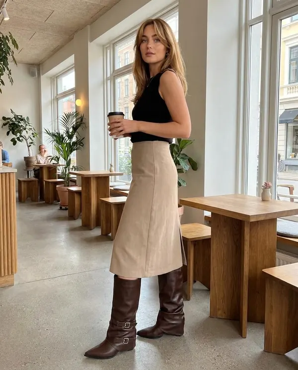 Satin Eve styling: Fold-Over Buckle Pointed Boot