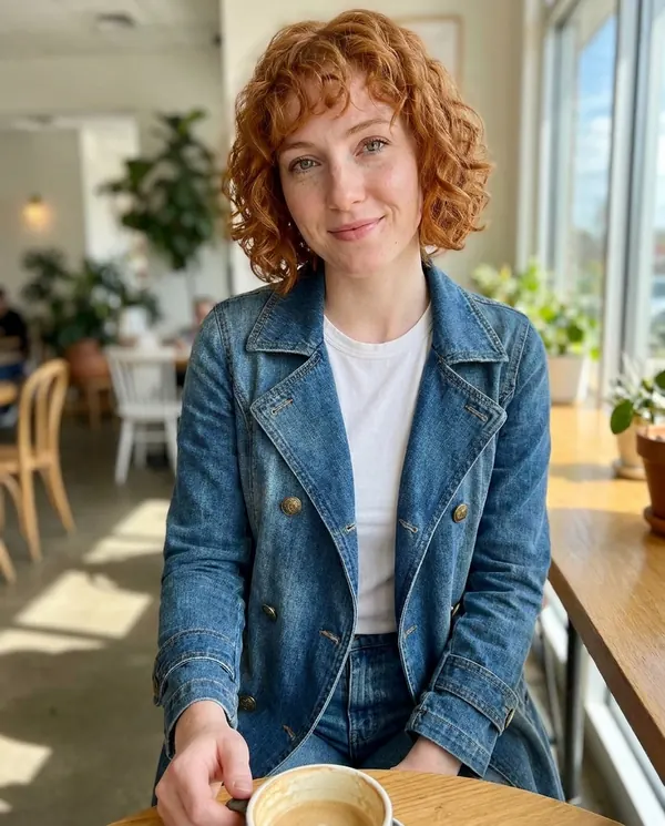 Satin Eve styling: Double-Breasted Denim Trench Coat