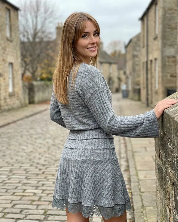 Satin Eve styling: Rib Knit Jumper and Lace Hem Mini Skirt Set