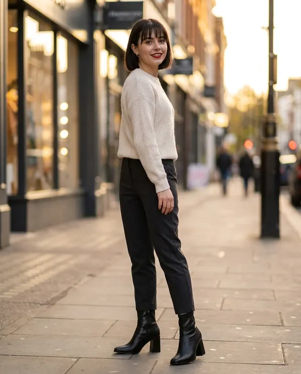 Satin Eve styling: Stretch Pointed Block-Heel Ankle Boot
