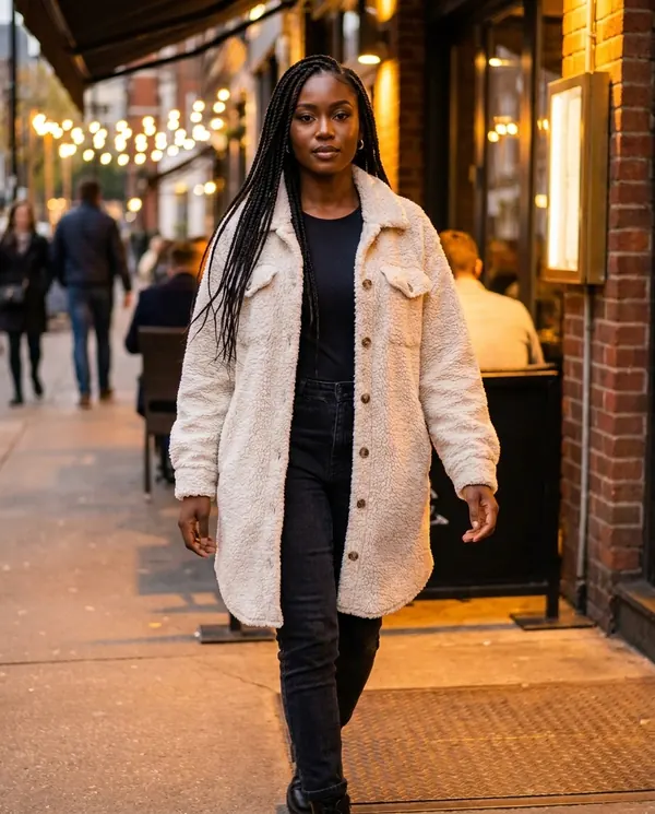 Satin Eve styling: Teddy Shirt Coat