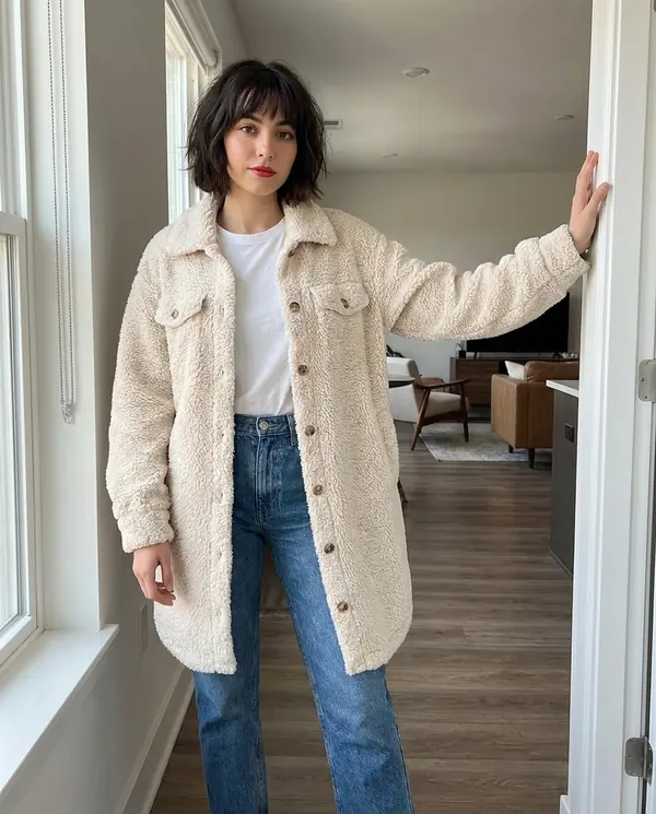 Satin Eve styling: Teddy Shirt Coat
